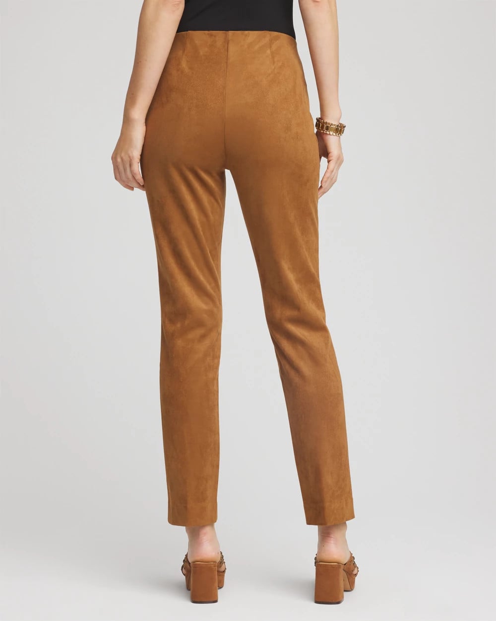 Chico's Faux Suede Juliet Slim Ankle Pants Burnt Sienna