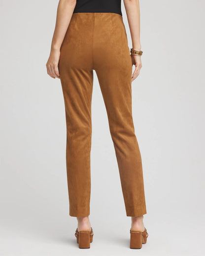 Chico's Faux Suede Juliet Slim Ankle Pants Burnt Sienna