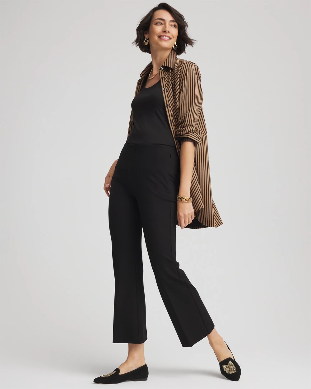 Chico's Juliet Slim Cropped Flared Pants Black