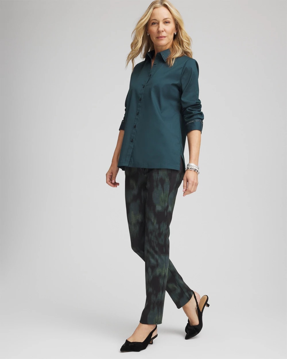 Chico's Brinkly Blur Juliet Slim Ankle Pants Black