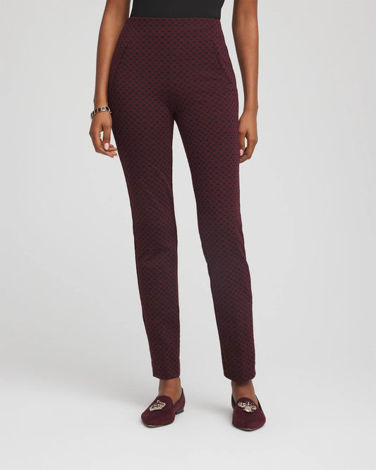 Chico's Circle Jacquard Juliet Slim Ankle Pants Black