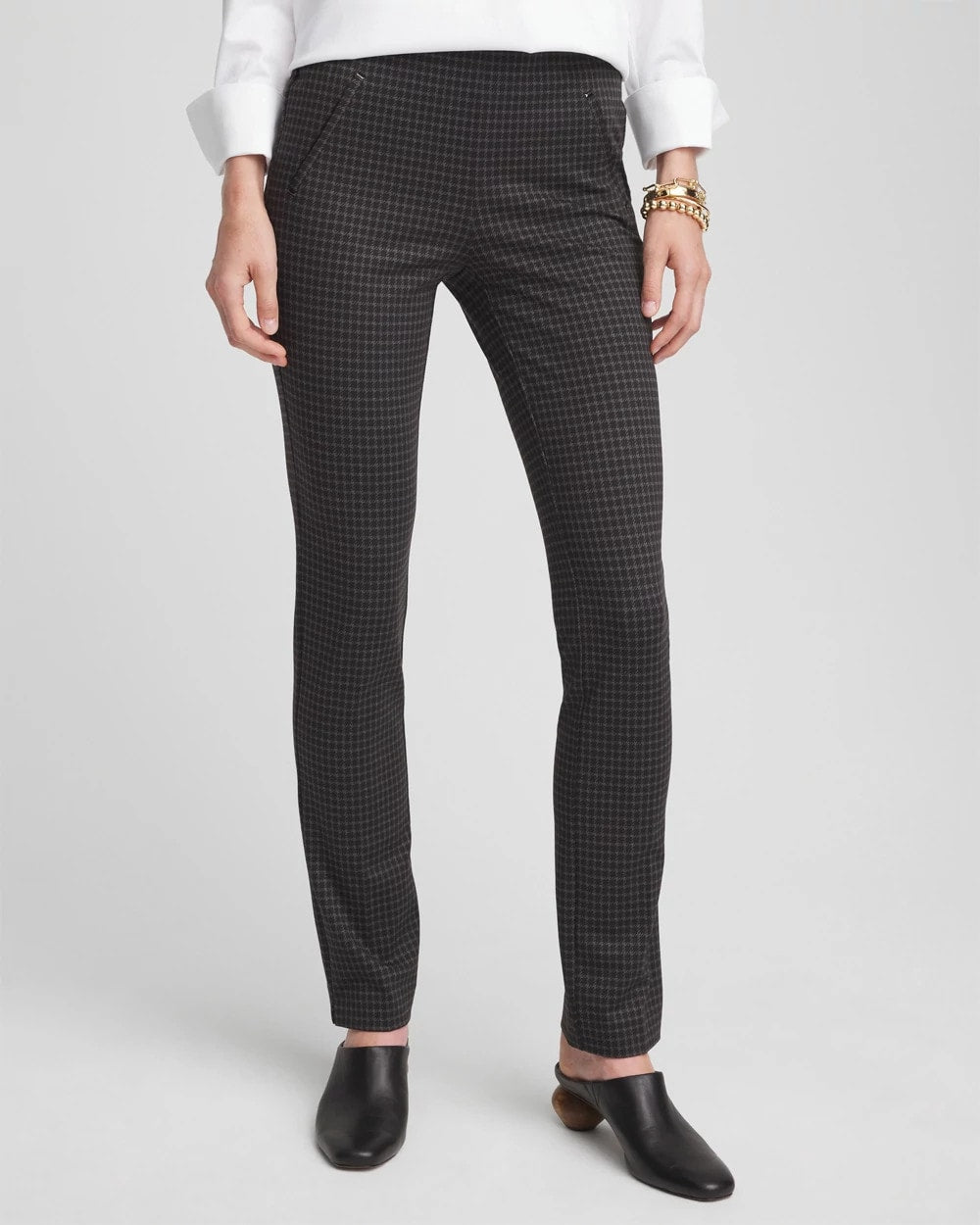 Chico's Juliet Tonal Check Pants Black
