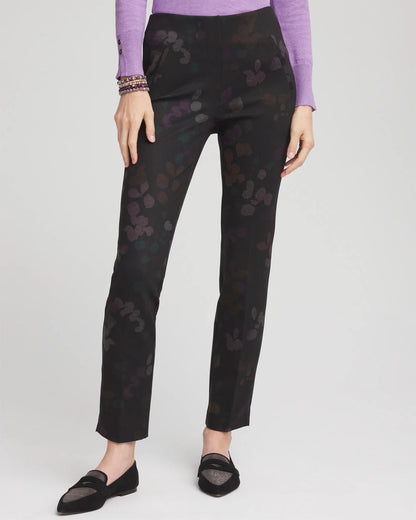 Chico's Juliet Floral Ankle Pants Black