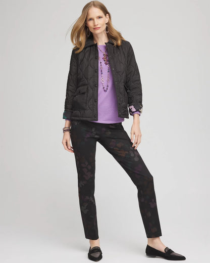 Chico's Juliet Floral Ankle Pants Black