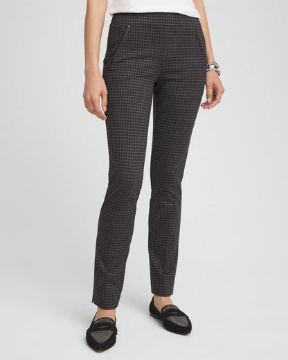 Chico's Juliet Tonal Check Ankle Pants Black