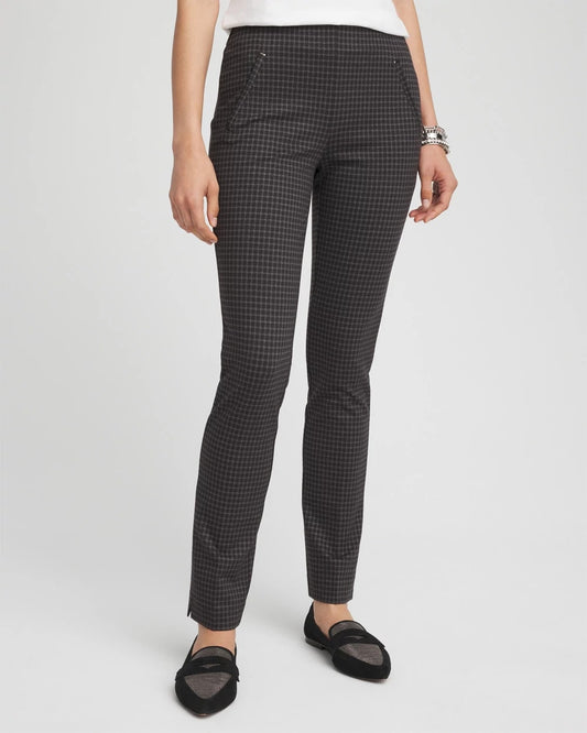 Chico's Juliet Tonal Check Ankle Pants Black