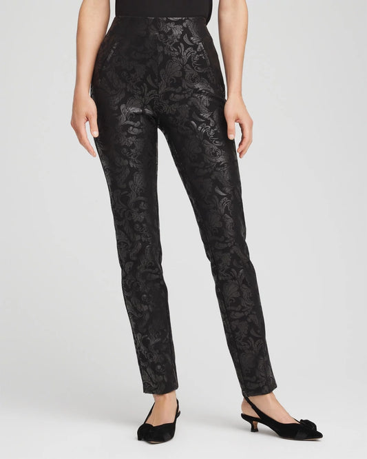 Chico's Juliet Foiled Slim Ponte Pants Black