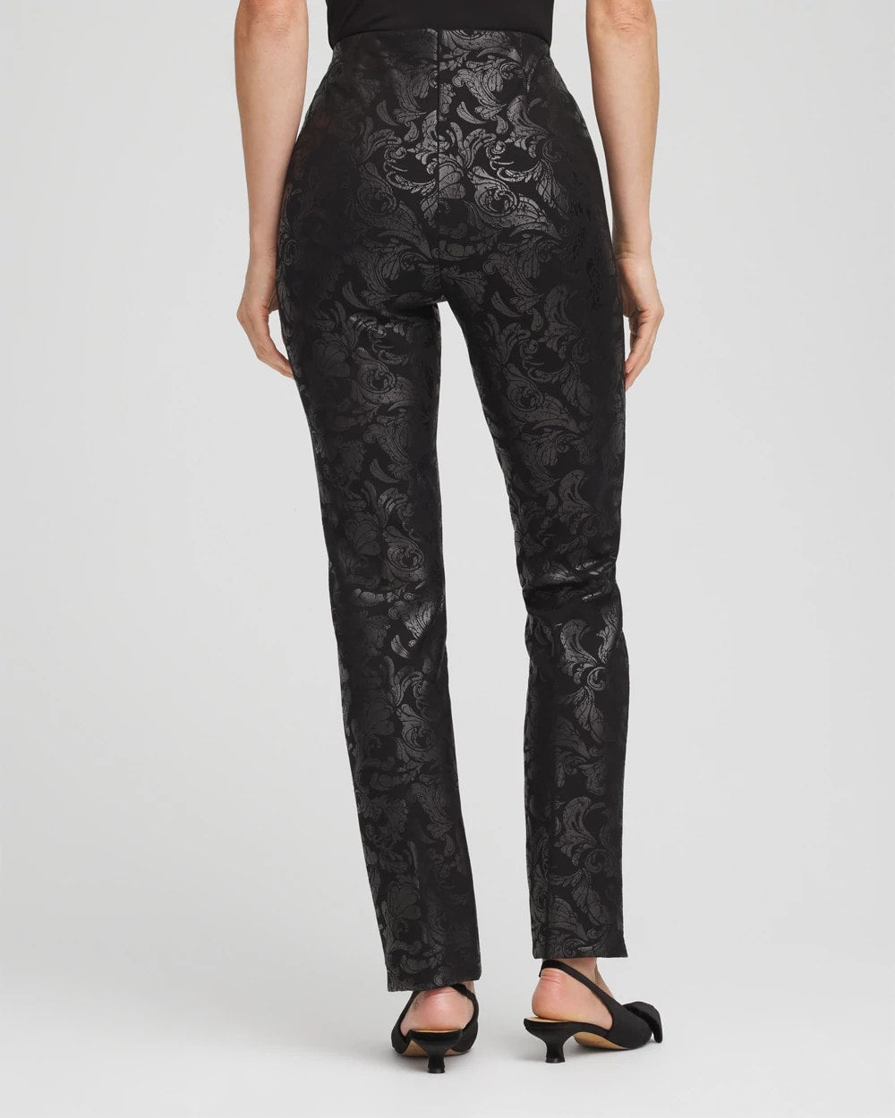 Chico's Juliet Foiled Slim Ponte Pants Black