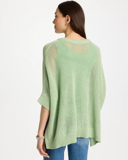 Chico's Avocado Artistry Open Knit Poncho Avocado Artistry