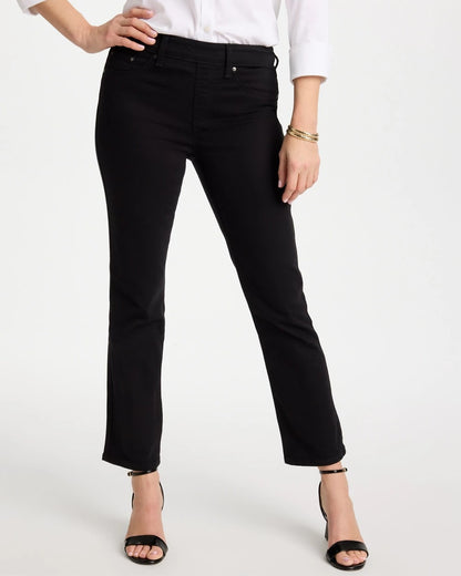 Chico's Pull-On Straight Jeans Black