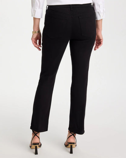 Chico's Pull-On Straight Jeans Black