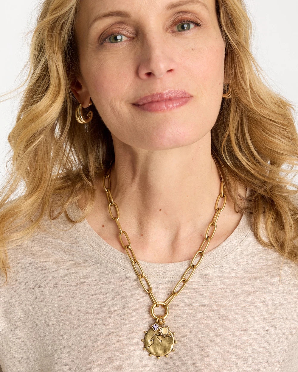 Chico's Aquarius Zodiac Charm Pendant Mixed Metals