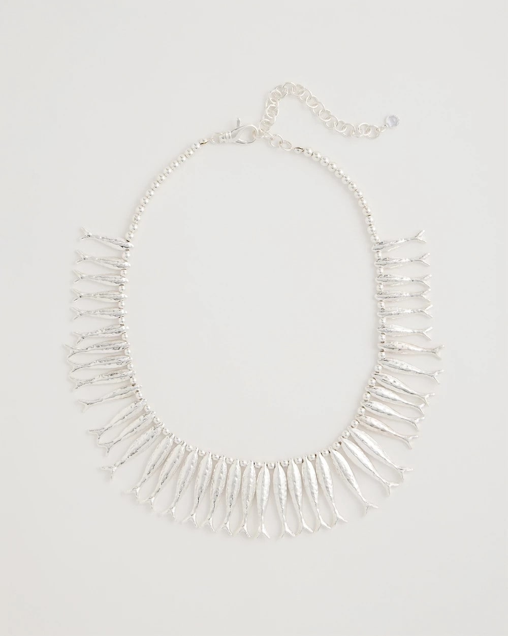 Chico's Silvertone Fish Collar Necklace Silver