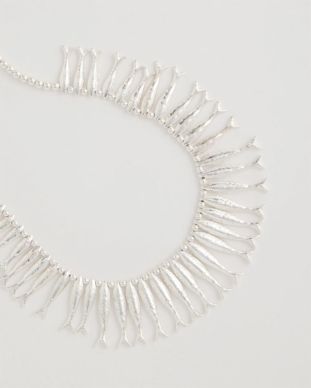Chico's Silvertone Fish Collar Necklace Silver
