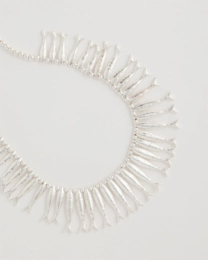 Chico's Silvertone Fish Collar Necklace Silver