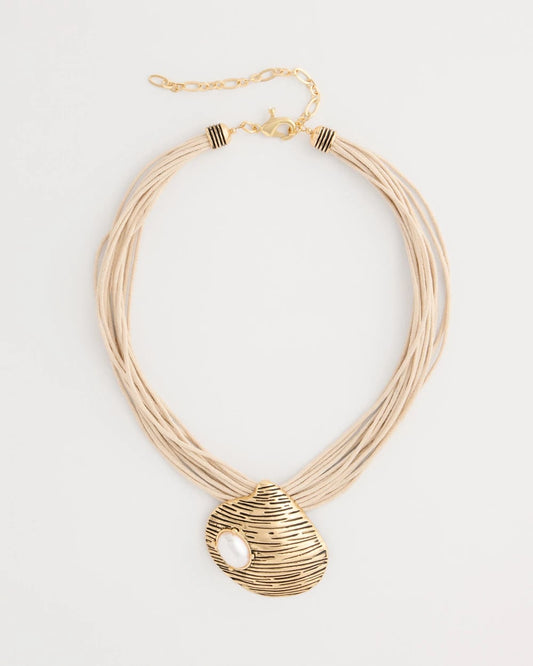 Chico's Golden Shell Pendant Necklace Gold