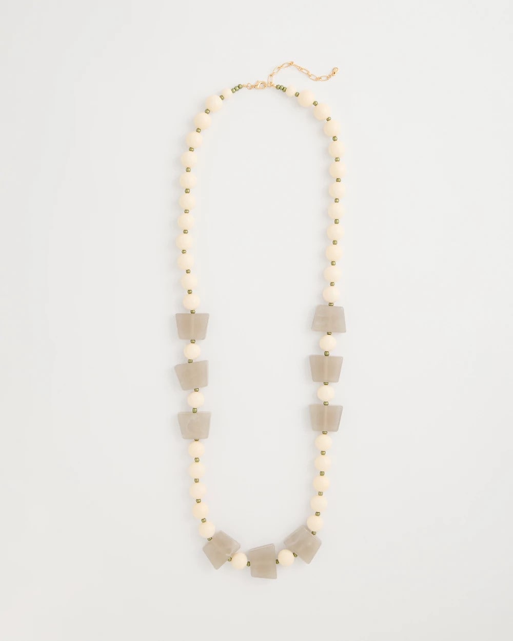 Chico's Long Geo Beaded Necklace Neutral