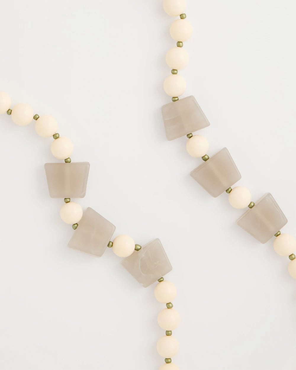 Chico's Long Geo Beaded Necklace Neutral