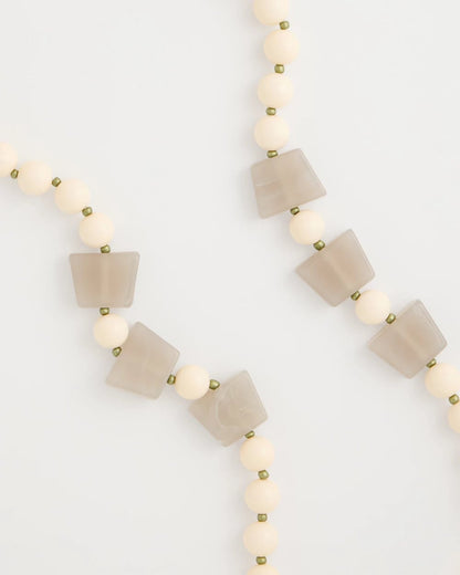 Chico's Long Geo Beaded Necklace Neutral