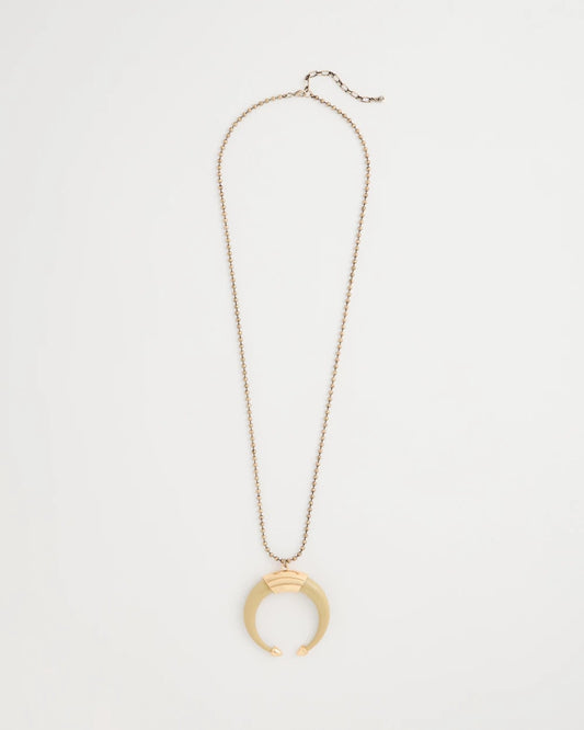 Chico's Long Horn Pendant Necklace Neutral