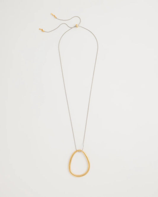Chico's Mixed Metal Circle Pendant Necklace Mixed Metals