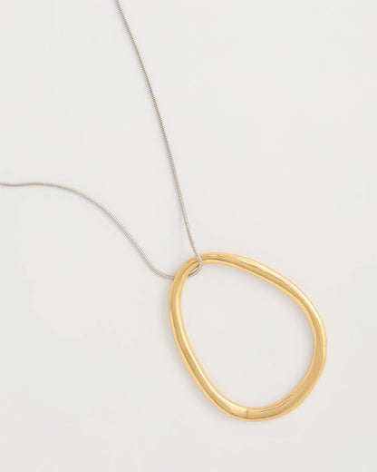 Chico's Mixed Metal Circle Pendant Necklace Mixed Metals