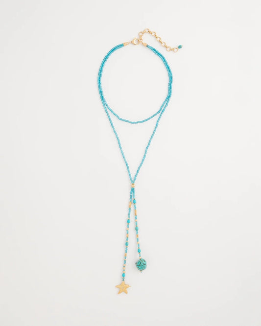 Chico's Genuine Turquoise Stone Y-Necklace Teal