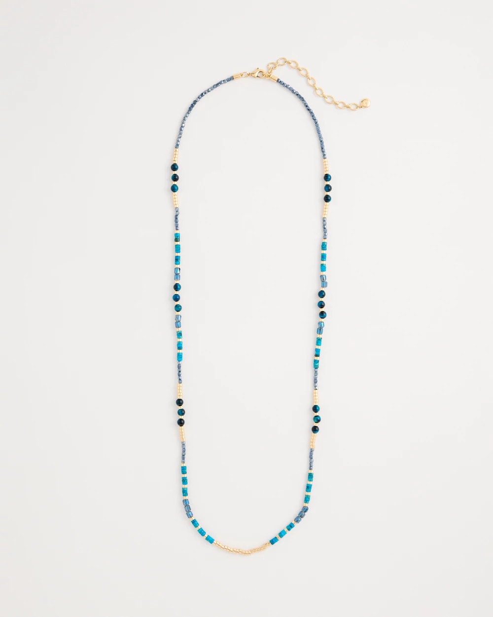 Chico's Genuine Stone Beaded Long Necklace Teal