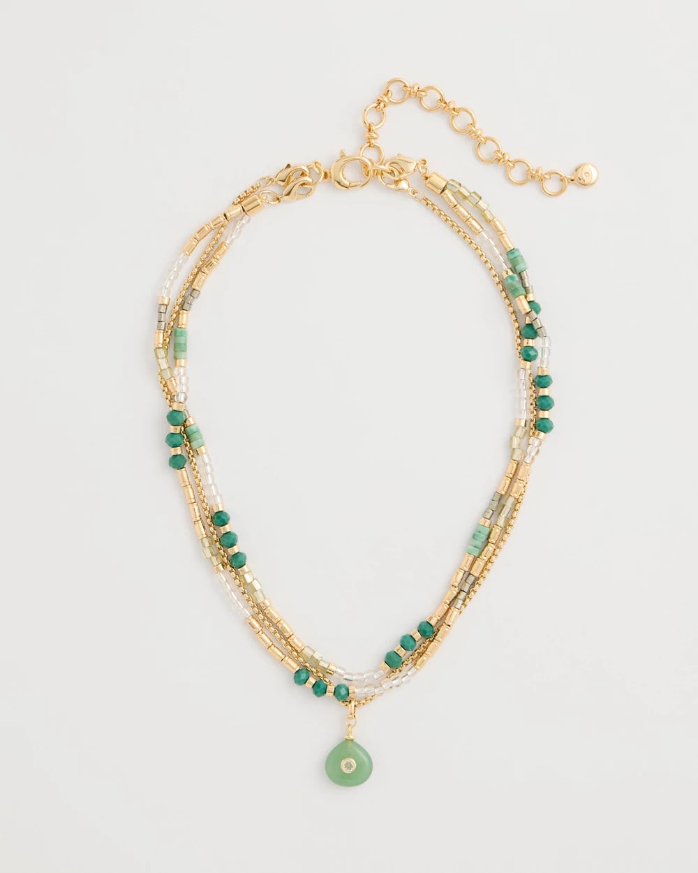 Chico's Aventurine Stone Pendant Necklace Green