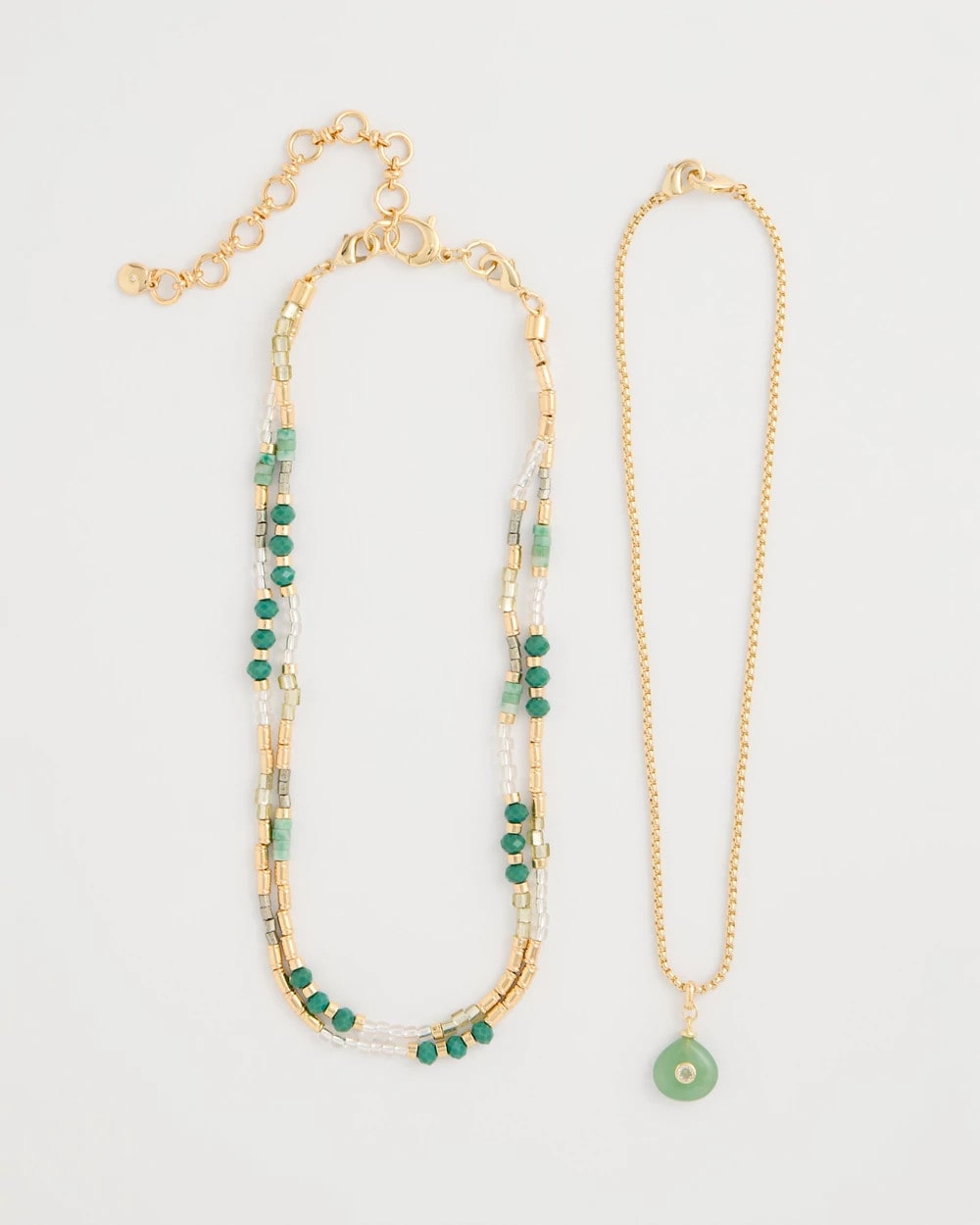 Chico's Aventurine Stone Pendant Necklace Green