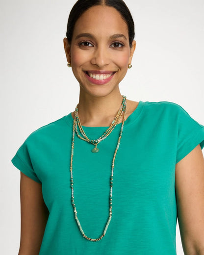 Chico's Aventurine Stone Pendant Necklace Green