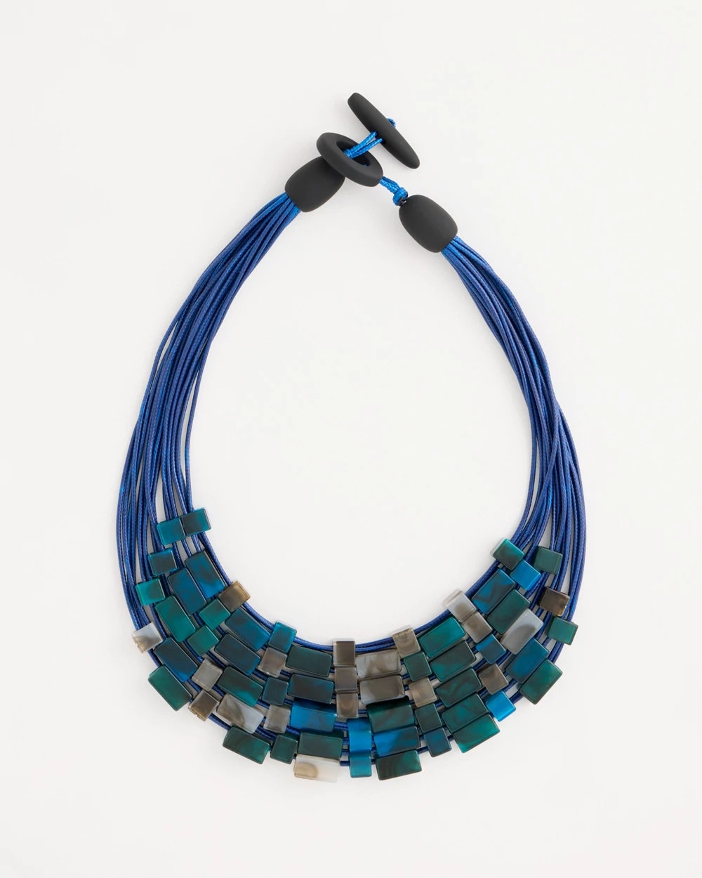 Chico's Chico's Originals Resin Square Corded Necklace Blue Multi