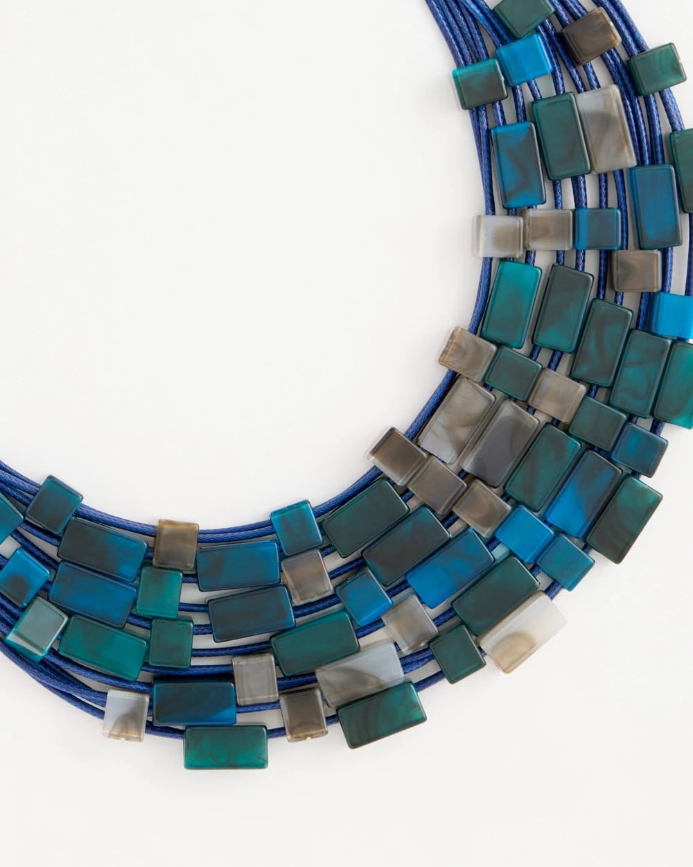 Chico's Chico's Originals Resin Square Corded Necklace Blue Multi
