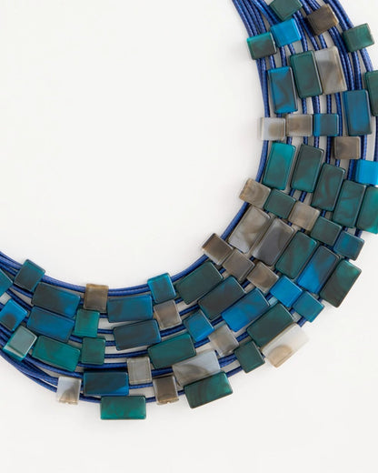 Chico's Chico's Originals Resin Square Corded Necklace Blue Multi