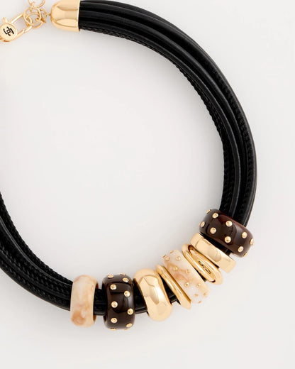 Chico's Embellished Rings Corded Necklace Neutral