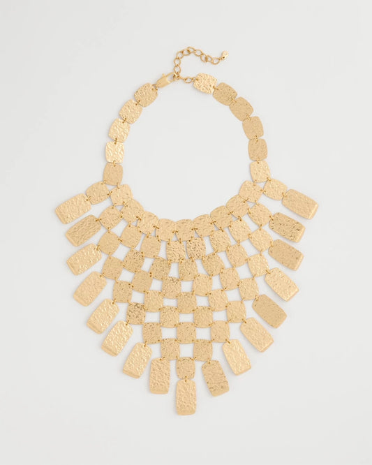 Chico's Chico's Originals Hammered Bib Necklace Gold