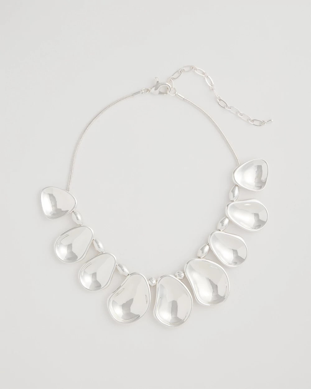 Chico's Shiny Silvertone Bib Necklace Silver