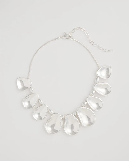 Chico's Shiny Silvertone Bib Necklace Silver