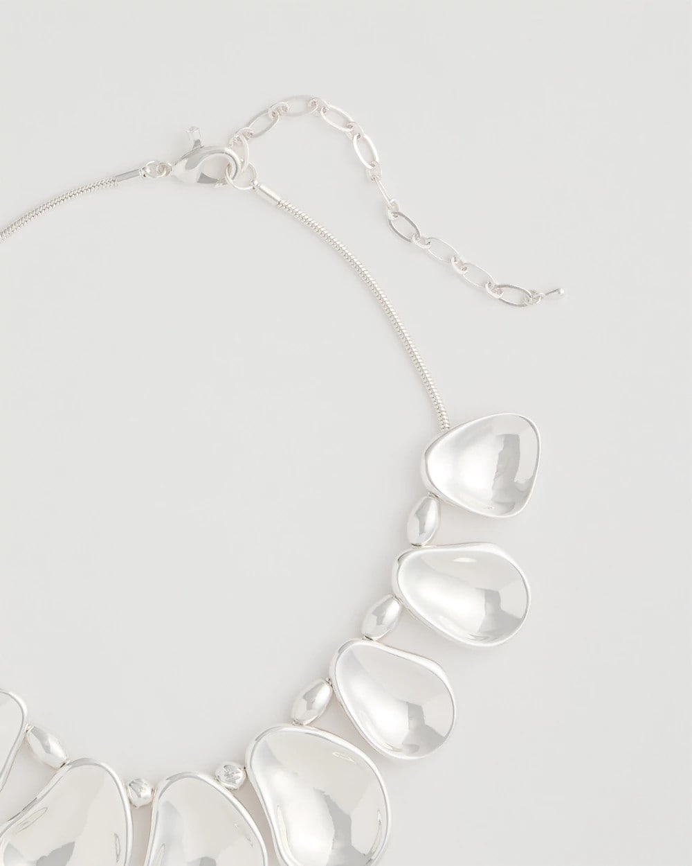 Chico's Shiny Silvertone Bib Necklace Silver