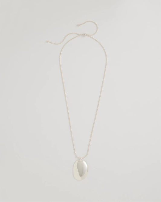 Chico's Adjustable Silvertone Pendant Necklace Silver