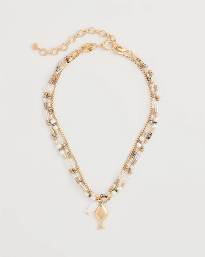 Chico's Neutral Jasper Shell Short Necklace Neutral