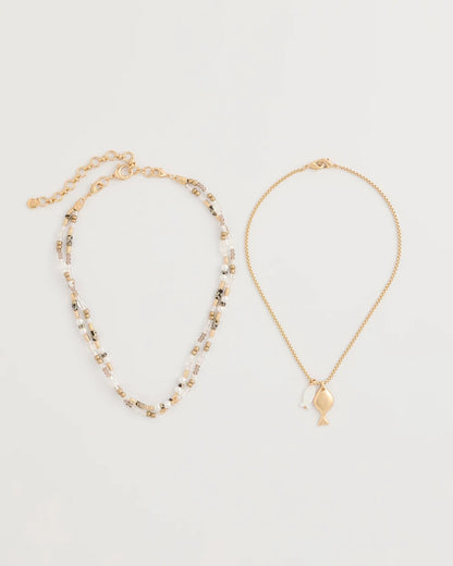 Chico's Neutral Jasper Shell Short Necklace Neutral