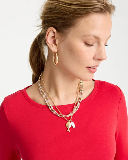 Chico's Neutral Jasper Shell Short Necklace Neutral