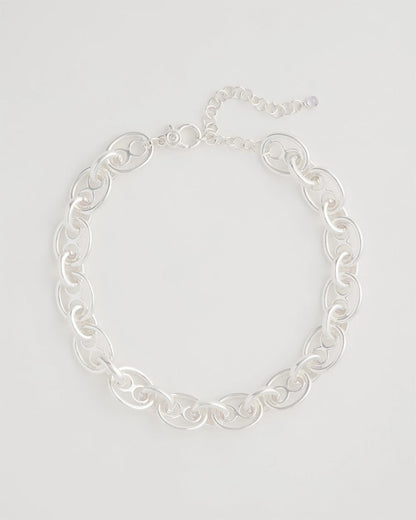 Chico's Mariner Silvertone Link Necklace Silver