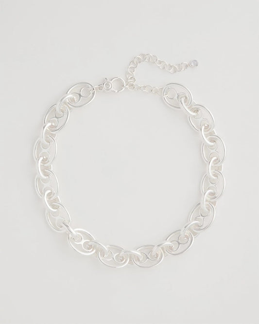 Chico's Mariner Silvertone Link Necklace Silver