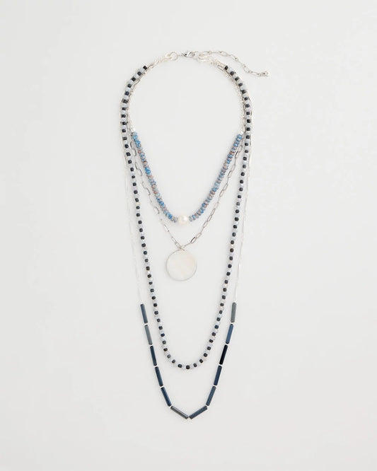 Chico's Siren Pendant Layered Necklace Blue