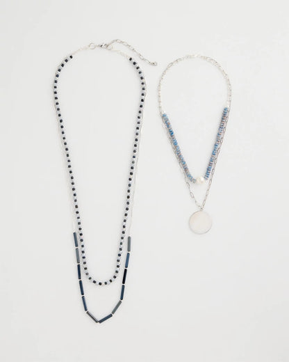 Chico's Siren Pendant Layered Necklace Blue
