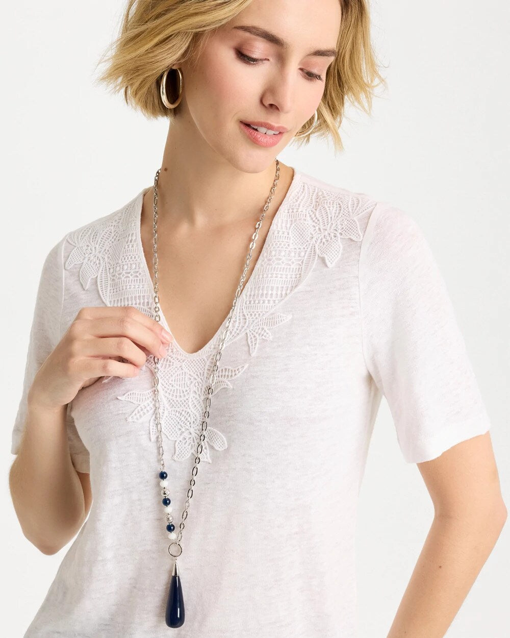 Chico's Siren Teardrop Pendant Necklace Blue