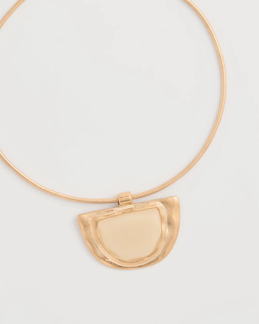 Chico's White Enamel Collar Necklace Gold