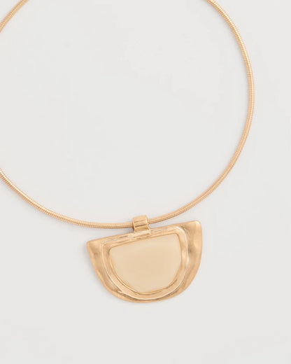 Chico's White Enamel Collar Necklace Gold